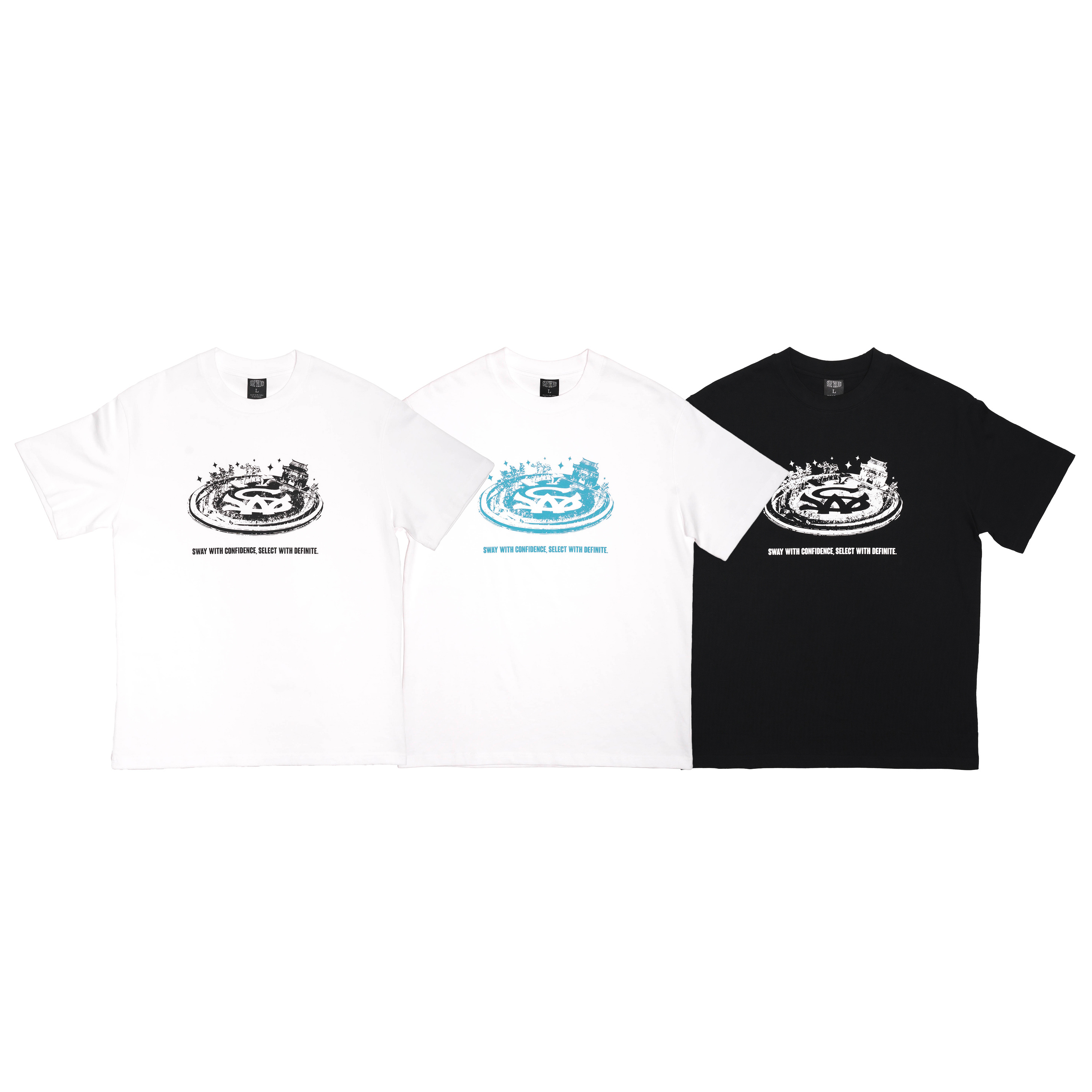 Sway the Don x DEFINITE  “Windy East Gate” TEE - BLACK / WHTE / BLUE
