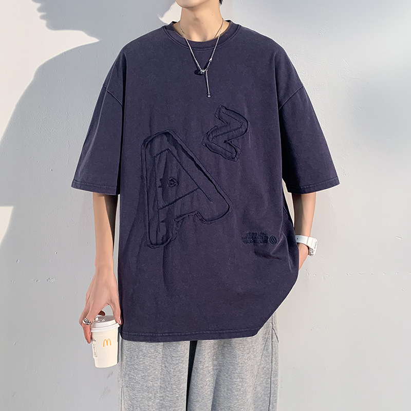 Casual loose T-shirt (M-3XL size -220 navy blue) [Please contact customer service to confirm the shipping size after placing an order]]