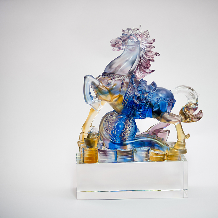 鹿港窯禮品館│琉璃 馬到成功 馬上納財、如意 風生水起 工藝品 擺件 書房 辦公室桌面 裝飾