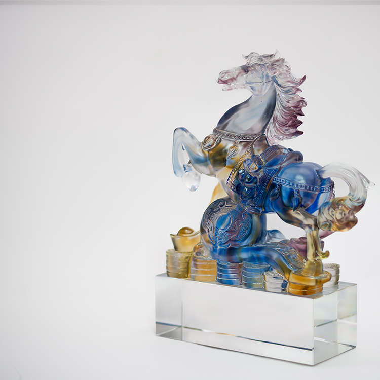 鹿港窯禮品館│琉璃 馬到成功 馬上納財、如意 風生水起 工藝品 擺件 書房 辦公室桌面 裝飾