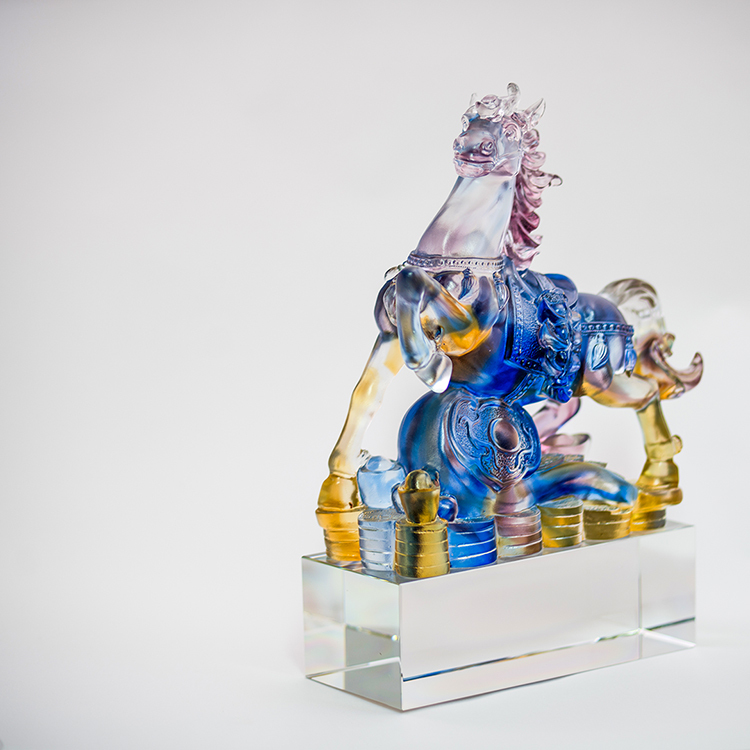 鹿港窯禮品館│琉璃 馬到成功 馬上納財、如意 風生水起 工藝品 擺件 書房 辦公室桌面 裝飾