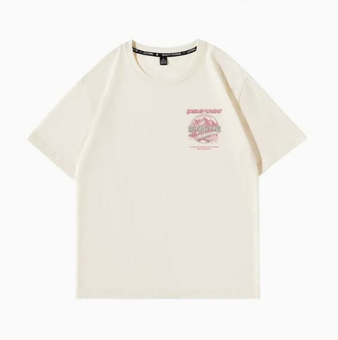 熱推休閒寬鬆短袖T恤(米色 金色麥田粉 S-2XL碼）(下單後聯絡客服確認發貨尺碼)】