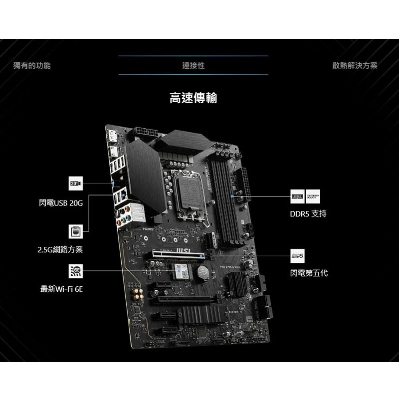 米特3C數位–MSI 微星 PRO Z790-S WIFI ATX 主機板/1700/DDR5/單買主機板/搭購主機板