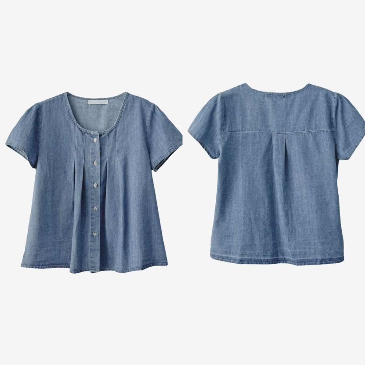 韓國Cherrykoko授權 活潑少女壓褶排釦牛仔上衣