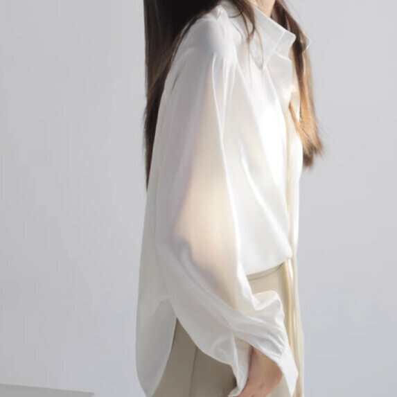 French temperament long-sleeved shirt women's spring and autumn (white [size S_L] (contact customer service to confirm the shipping size after placing an order)】