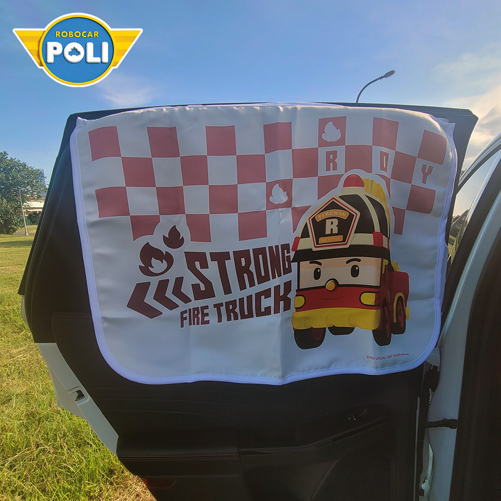 【nunuKIDS】Robocar Poli 波力 救援小英雄 車用遮陽簾 後窗單入組-羅伊