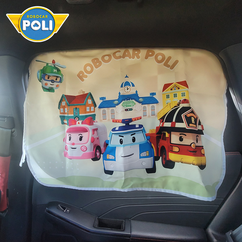 【nunuKIDS】Robocar Poli 波力 救援小英雄 車用遮陽簾 後窗單入組-救援小隊 總部