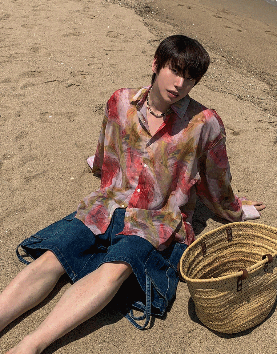 花紋夏季寬鬆款襯衫