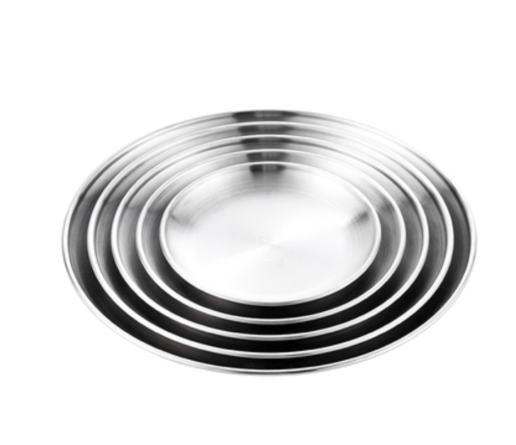Hot push stainless steel thickened round frosted plate barbecue plate (24-30cm [set of 6])