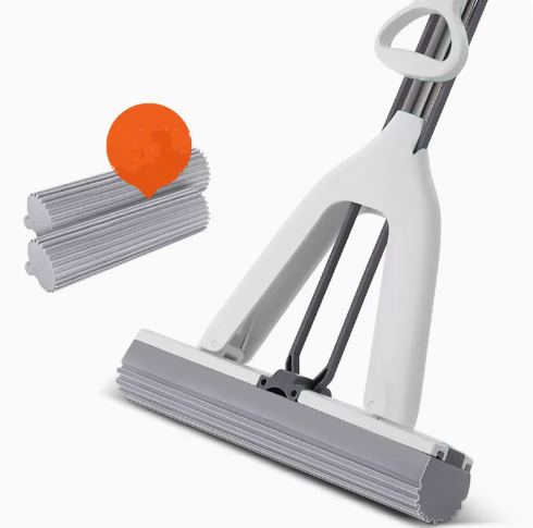 Hot push hand-washable sponge mop (Bingfeng white) (one pole, three heads) (Specifications: total mop length: 132CM, collodion head length: 33CM)