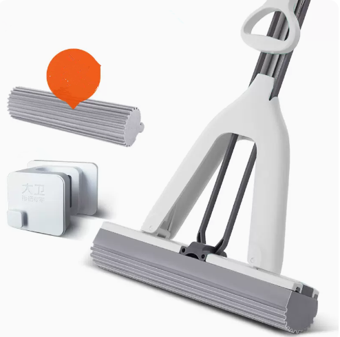 Hot push hand-washable sponge mop (Bingfeng white) (one pole with two ends + mop clip) (Specifications: total mop length: 132CM, collodion head length: 33CM)