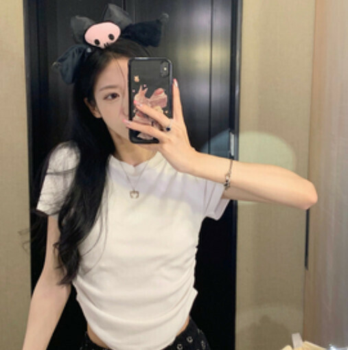 Irregular shoulder T-shirt (white S-M contact customer service to confirm the shipping size after placing an order)】