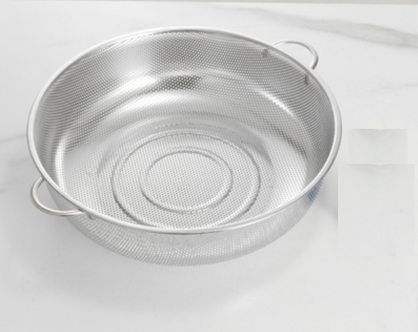 Hot push stainless steel dense hole multi-purpose basket drain basket (double ears 38cm)