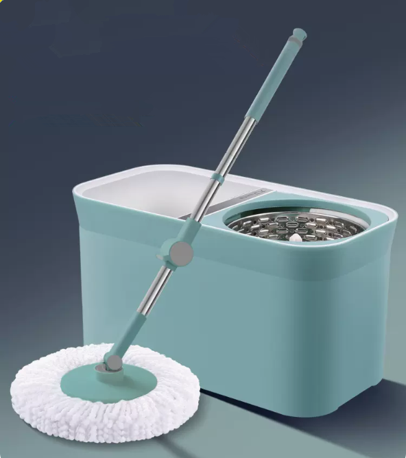 Hot push hand-wash free spin mop (Qingshan Dai) (reinforced rod + plastic plate + metal basket + 2 mop heads) (Specifications: mop size: 127*40*4.5CM, mop bucket size: 47*24*25CM)