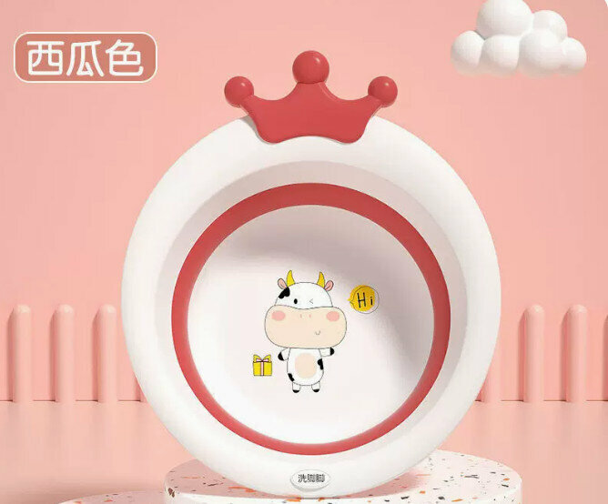 熱推嬰兒洗臉盆【加厚款1個裝【西瓜紅】（洗腳腳）
