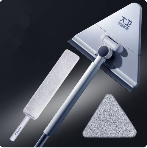 Popular foldable triangle mop (Bingfeng White) (a total of 2 original mops + 1 dust duster) (Specification size: 123*24CM)