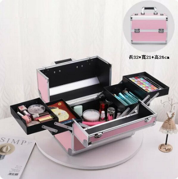Popular portable cosmetics storage box makeup box makeup box makeup box [pink]