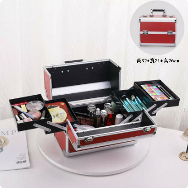 Popular portable cosmetics storage box makeup box makeup box makeup box [red]