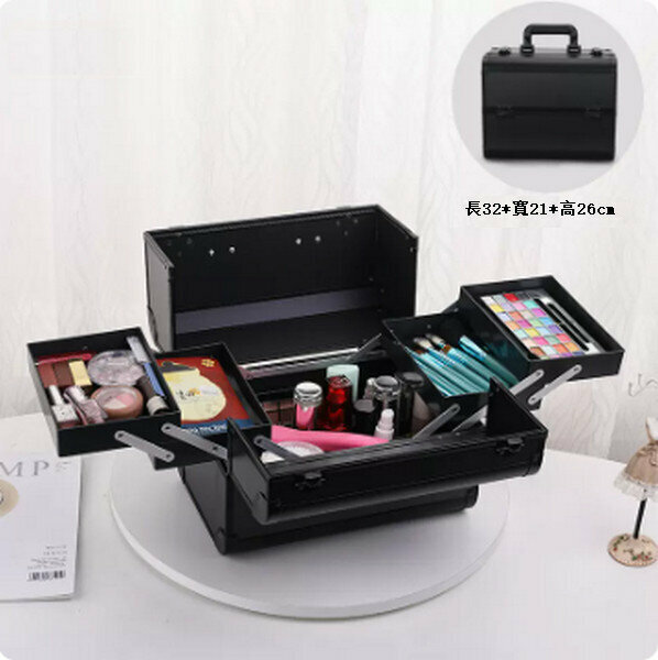 Popular portable cosmetics storage box makeup box makeup box [elegant black]