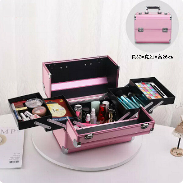 Popular portable cosmetics storage box makeup box makeup box makeup box [coral pink]