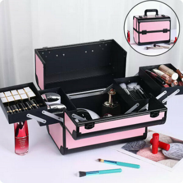 Popular portable cosmetics storage box makeup box makeup box makeup box [noble powder]