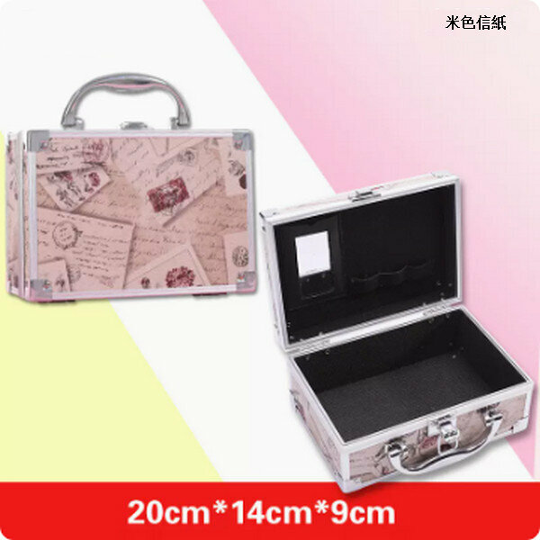 Popular multifunctional portable cosmetics storage box makeup box [small beige letter paper]