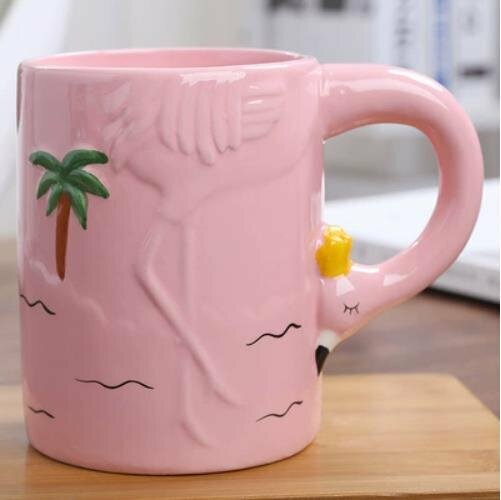 Popular personalized three-dimensional handle mug-(Pink Flamingo)