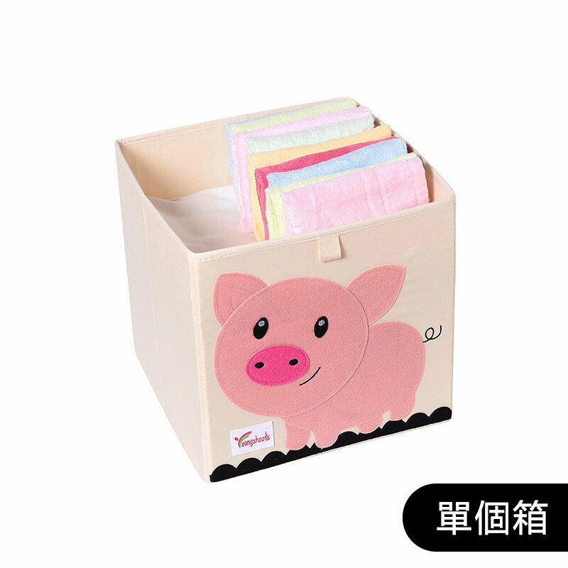 新款布藝收納箱(升級水洗款無蓋33*33*33cm K-粉豬)