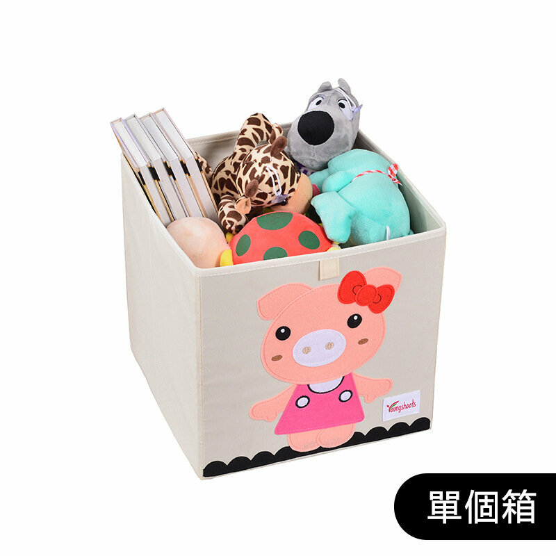 新款布藝收納箱(升級水洗款無蓋33*33*33cm K-豬小妹)