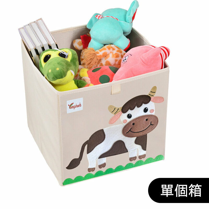新款布藝收納箱(升級水洗款無蓋33*33*33cm K-奶牛)