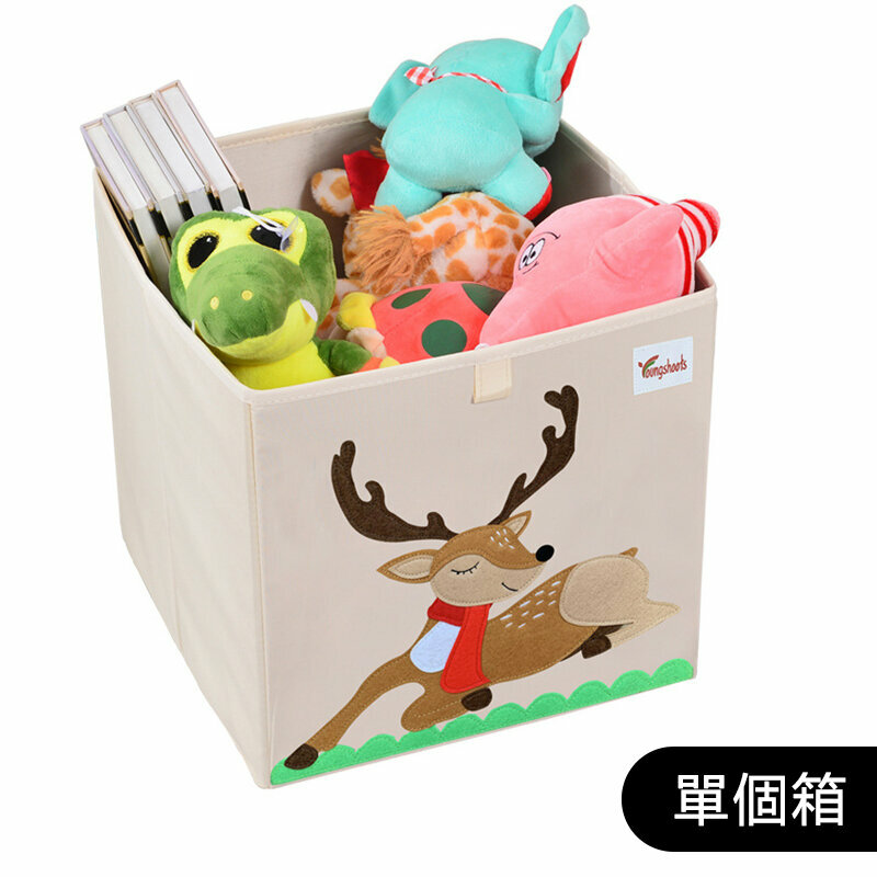 新款布藝收納箱(升級水洗款無蓋33*33*33cm K-聖誕鹿)
