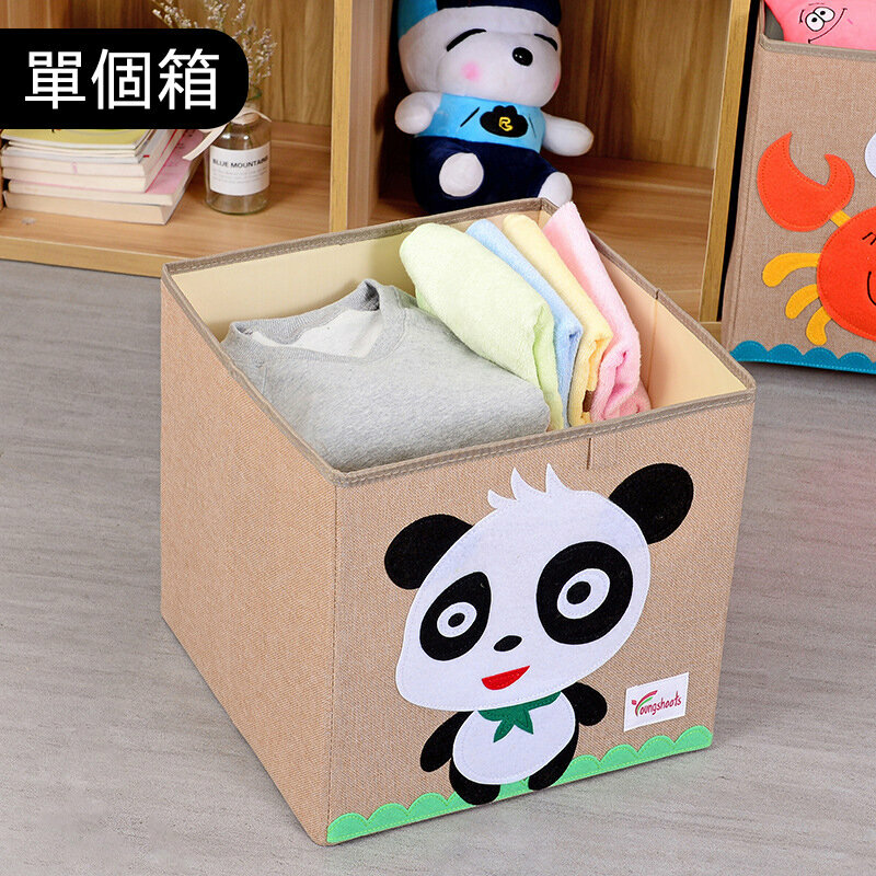 新款布藝收納箱(水洗款棉麻小方33*33*33cm K-棉麻熊貓)