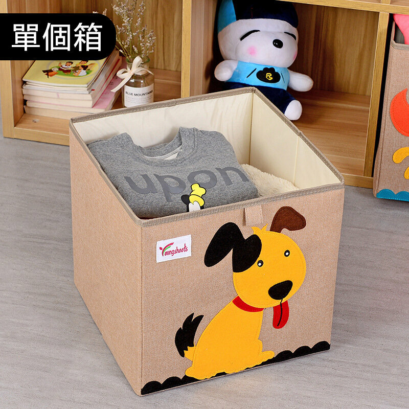 新款布藝收納箱(水洗款棉麻小方33*33*33cm K-棉麻狗狗)