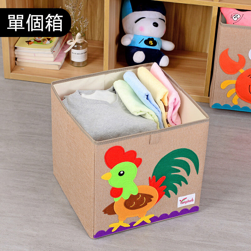 新款布藝收納箱(水洗款棉麻小方33*33*33cm K-棉麻小雞)