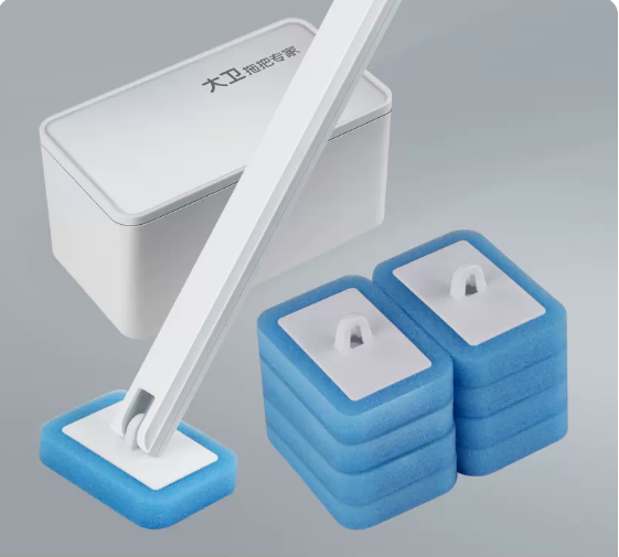 New disposable toilet brush (1 brush rod + 8 cleaning heads) (Specification: 41.5*5*7CM)