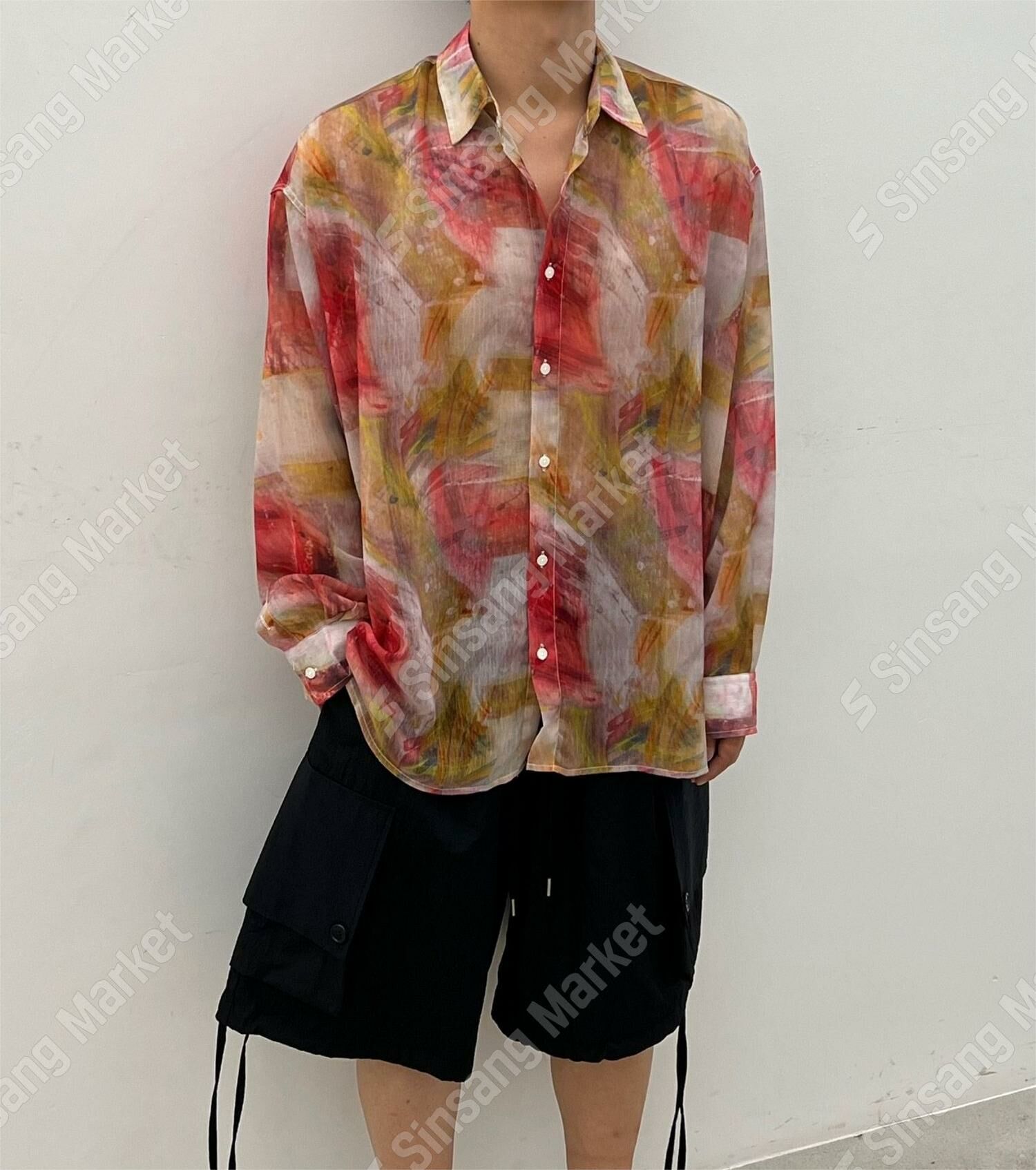 花紋夏季寬鬆款襯衫