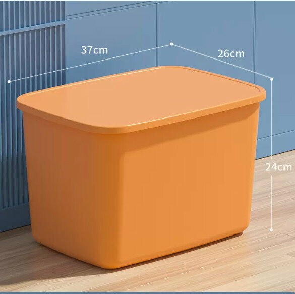 New style lidded miscellaneous storage box organizer [extra high size large orange] [specification: 37*26*24cm]