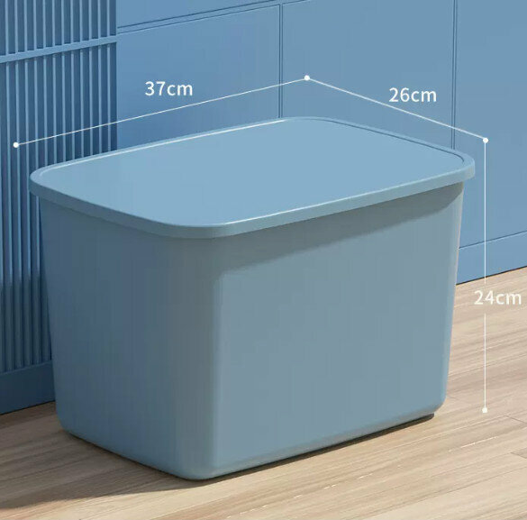 New style covered debris storage box organizer [extra high size large blue] [specifications: 37*26*24cm]