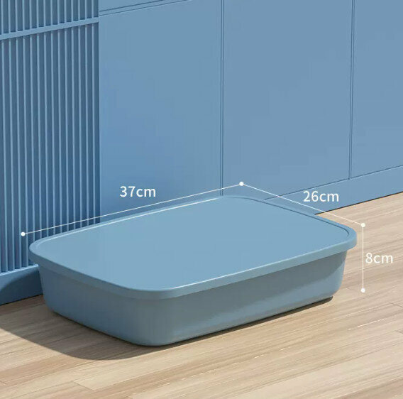 New style lidded debris storage box organizer [flat large blue] [specifications: 37*26*8cm]