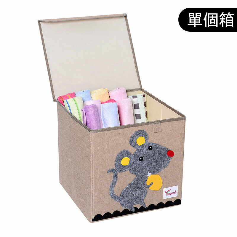 熱賣布藝收納箱(麻蓋方水洗款：33*34.5*33cm K-蓋方棉麻淘氣鼠)