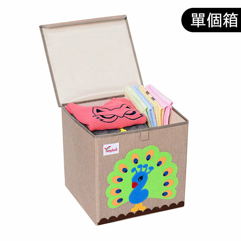 熱賣布藝收納箱(麻蓋方水洗款：33*34.5*33cm K-蓋方棉麻孔雀)