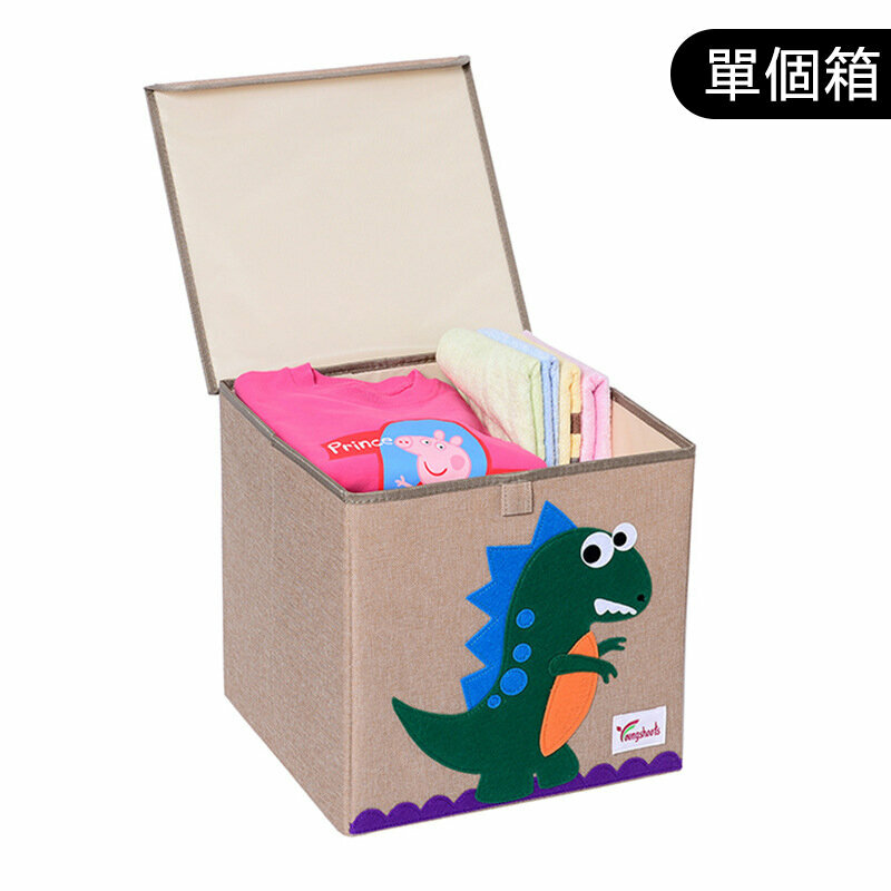 熱賣布藝收納箱(麻蓋方水洗款：33*34.5*33cm K-蓋方棉麻恐龍)