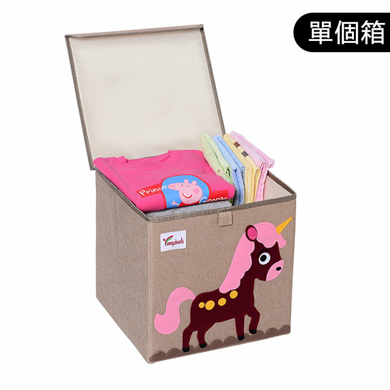 熱賣布藝收納箱(麻蓋方水洗款：33*34.5*33cm K-蓋方棉麻飛馬)