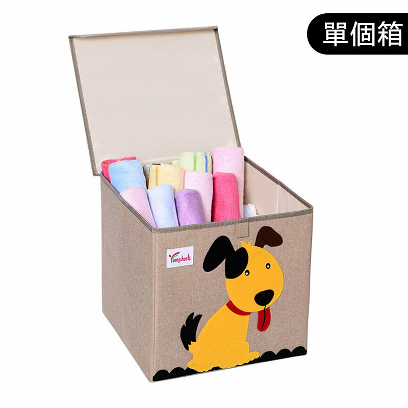 熱賣布藝收納箱(麻蓋方水洗款：33*34.5*33cm K-蓋方棉麻狗狗)