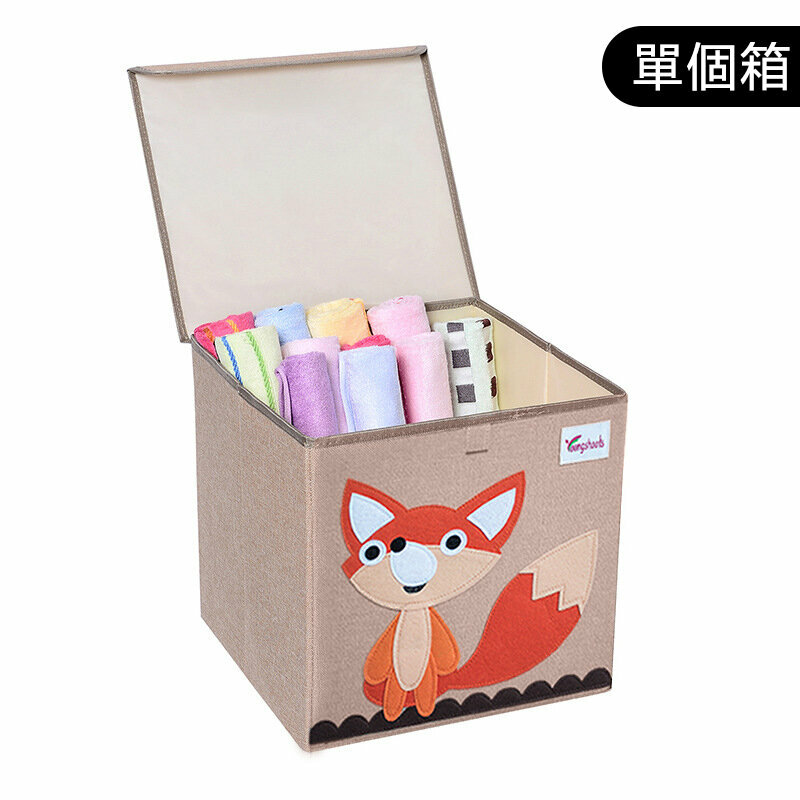熱賣布藝收納箱(麻蓋方水洗款：33*34.5*33cm K-蓋方棉麻狐狸)