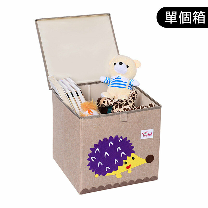 熱賣布藝收納箱(麻蓋方水洗款：33*34.5*33cm K-蓋方棉麻刺猬)