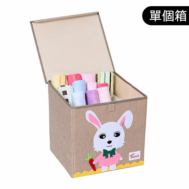 熱賣布藝收納箱(麻蓋方水洗款：33*34.5*33cm K-蓋方棉麻小白兔)