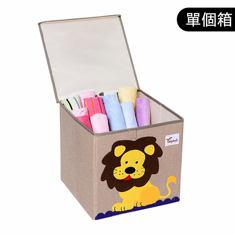 熱賣布藝收納箱(麻蓋方水洗款：33*34.5*33cm K-蓋方棉麻獅子王)