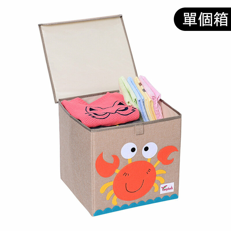熱賣布藝收納箱(麻蓋方水洗款：33*34.5*33cm K-蓋方棉麻帝王蟹)