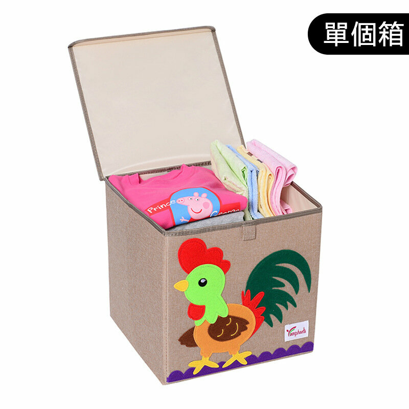 熱賣布藝收納箱(麻蓋方水洗款：33*34.5*33cm K-蓋方棉麻小雞)